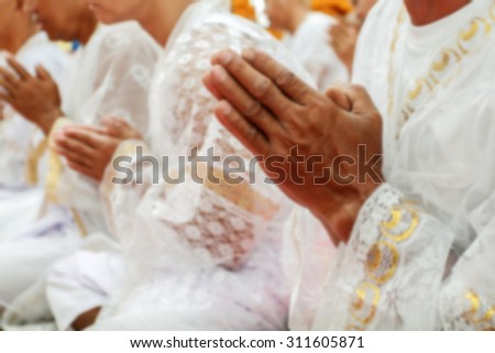 the ordination ceremony that change the Thai young men to be the new Monks Praying in Marble Temple at Thailand