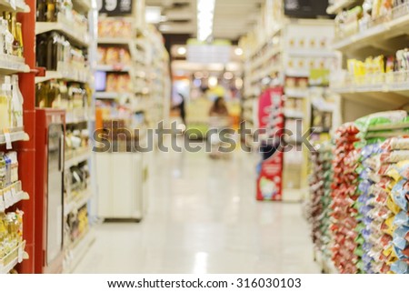 Blurry of supermarket/mall for background and shopping fashion and shopping food