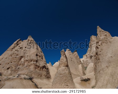 Bizarre sandstone formations near Goreme, Cappadocia, Turkey