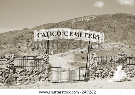 Entrance to Calico Ghost town cemetery. An 1890\'s silver boom town in the mojave desert.
