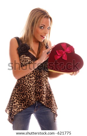 Close up portrait of a fresh and beautiful young fashion model stock photo beautiful and sexy fashion model holding a velvet box of valentine s day chocolates 621775 Close up portrait of a fresh and beautiful young fashion model