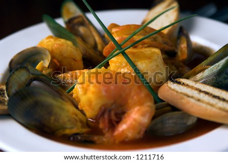 Cioppino, an Italian dish made of fresh seafood including prawns, scallops,clams,mussels and salmon