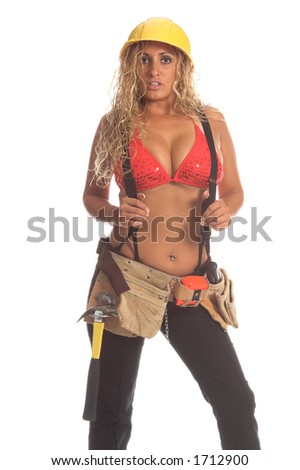 stock photo : Sexy Latina construction worker in black jeans, suspenders a stock photo : Sexy Latina construction worker in black jeans, suspenders a