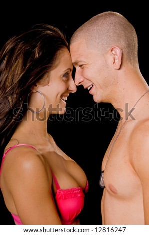 Happy young couple, face to face