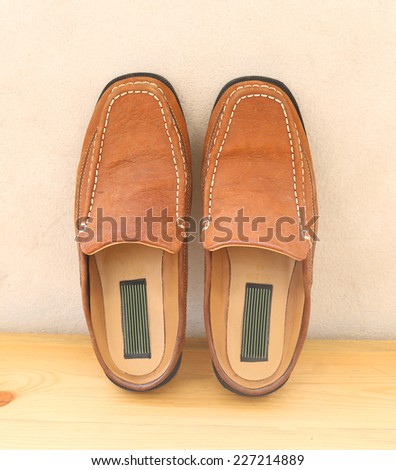 Old leather brown men casual shoes.