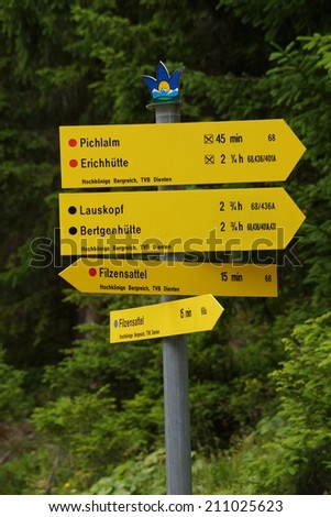Hiking sign in Austria