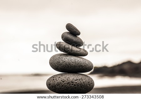Balanced Stones. Stack of differents pebbles in relaxed scene