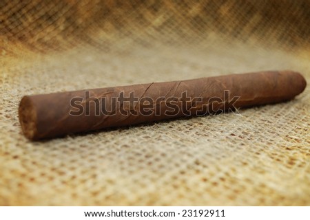 Cuban cigar on hessian canvas