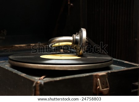 Old rarity gramophone with record