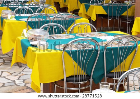 Dining hall with empty tables