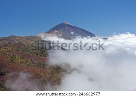 Clouds in the mountains of Teide National Park at the Island of Tenerife, Spain.