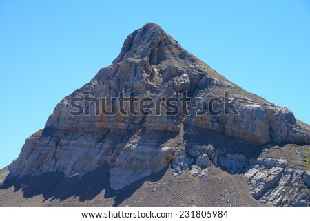 Anie peak close-up in larra-belagua karst area near the border between Spain and France in the region of the western Pyrenees between the french Basque Country and Navarre in spain.