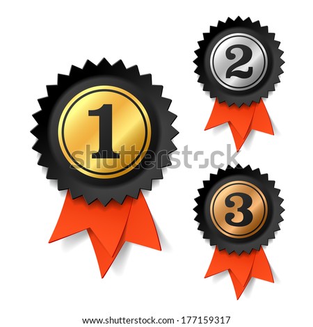 Gold silver and bronze award ribbons Vector Gold silver and bronze award ribbons Vector