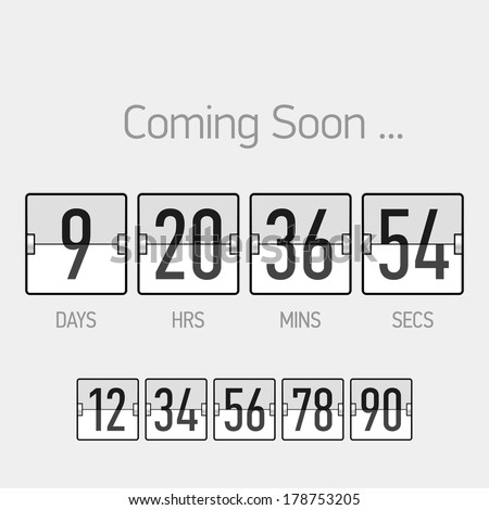 Flip Coming Soon, countdown timer template. Vector.