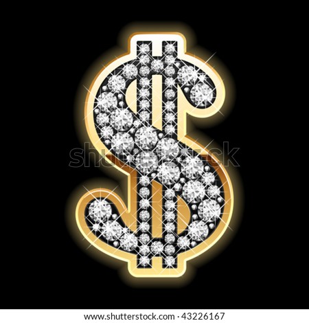 stock vector Blingbling Dollar symbol in diamonds Vector