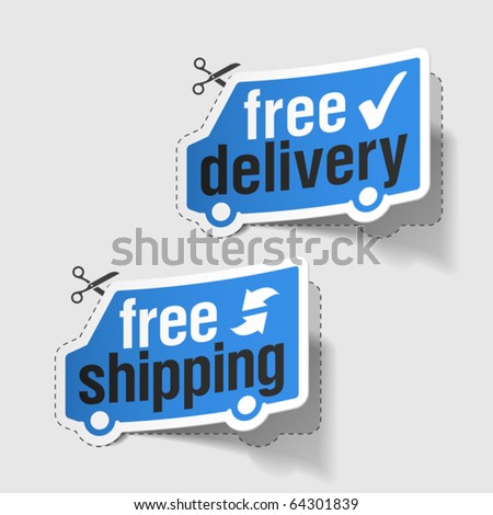 Free Delivery, FREE SHIPPING Labels. Vector. - 64301839 : Shutterstock