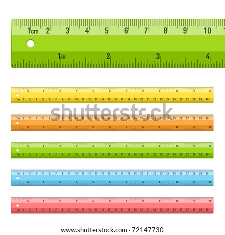 centimeters on ruler. Rulers in centimeters and
