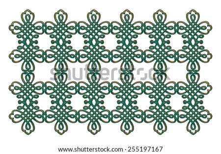 Green metallic forged decorative lattice isolated on white background