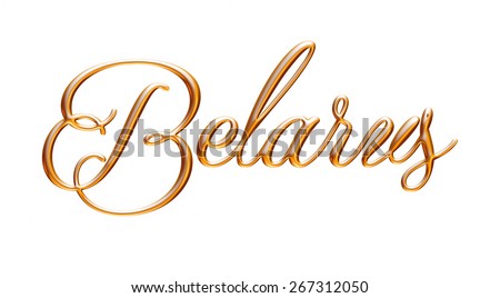 3D Belarus Country name in gold on isolated white background.