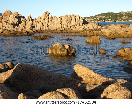 Empty beach and calm sea in Nora on Sardinia