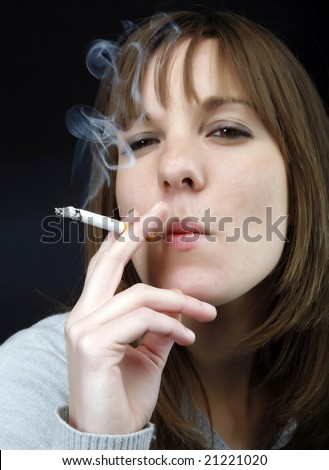 stock photo young beautiful girl smoking cigarette
