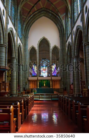 Center of the church aisle of Christ Church Cathedral, Victoria, BC, Canada