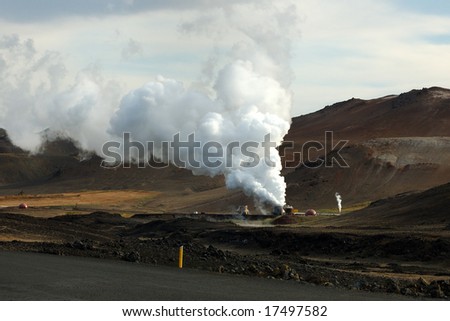 Thermal power station in a zone of volcanic activity in Iceland