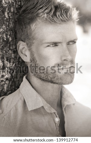 Natural portrait of a beautiful young male model
