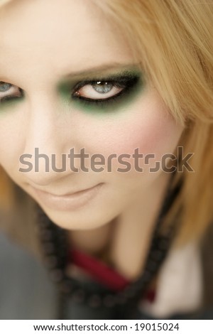 punk rock eye makeup. stock photo : punk girl with