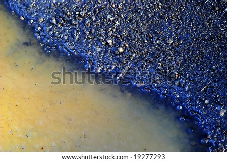 Composition of dirty water puddle and dark wet cement
