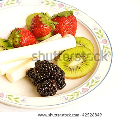 Isolated plate of healthy and nutritious snack foods.