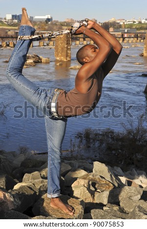 African American dancer at Belle Isle in Richmond Virginia.