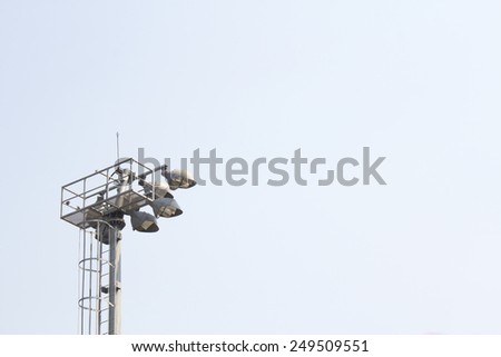 Sport outdoor lamp post for night time on sky background