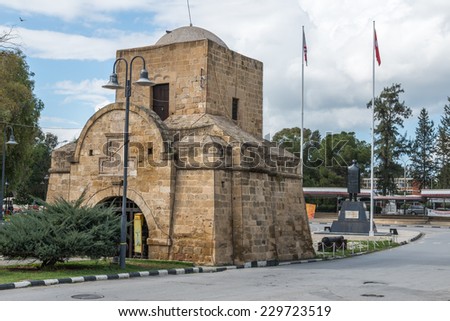 NICOSIA, CYPRUS - MARCH 12, 2014 : Kyrenia Gate, located at the edge of the old walled city part of Nicosia, north Cyprus. The capital city of Nicosia is also known in Turkish as Lefkosa