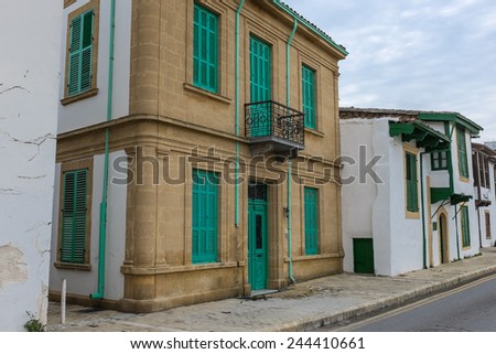 NICOSIA, CYPRUS - DECEMBER 17, 2014 : Traditional Ottoman town houses in the historic Arabahmet quarter of Turkish north Nicosia in North Cyprus.