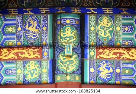 Picture of Chinese traditional ancient style of decorative patterns of the royal palace at Summer Palace in Beijing,China.