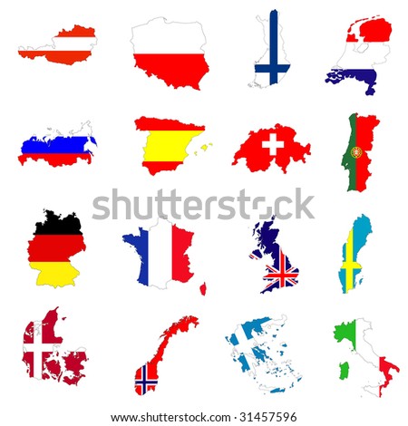 Europe map and flag. austria