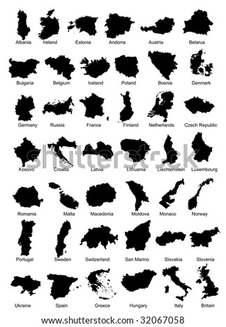 map of europe countries. map of 42 europe countries