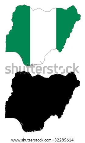 Vector Map And Flag Of Nigeria With White Background. - 32285614