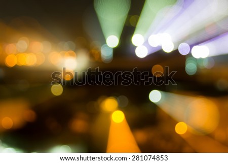 Bokeh city lights background with zoom effect, Abstract background.