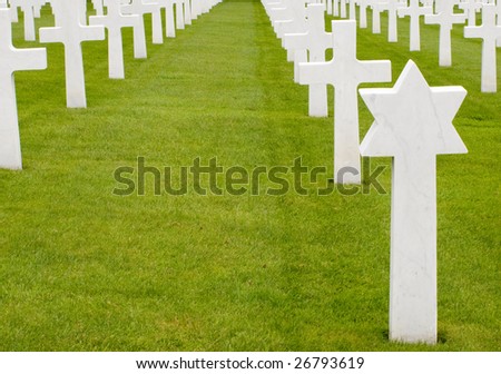 Suresnes, France, Europe, April, 2008 - Graves of American soldiers at the American military cemetery in Suresnes, near Paris.