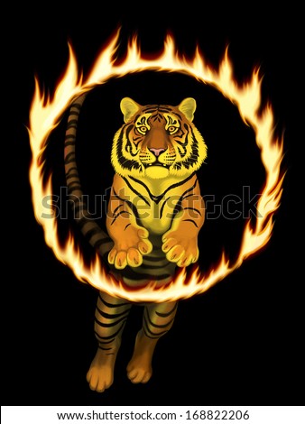 Tiger Jumps Through Ring of Fire