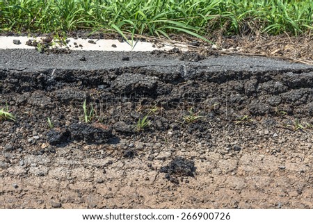 Asphalt surface on the street was demolished due to poor construction.