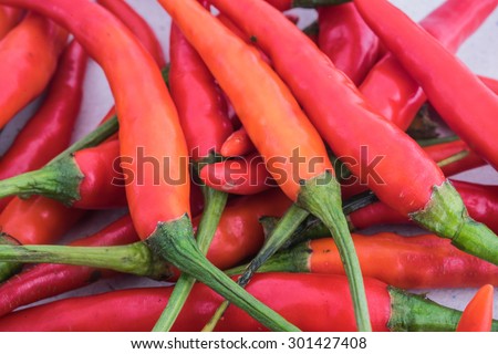 Close up of fresh red chillies