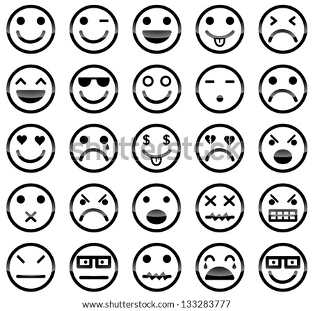 Vector icons of smiley faces