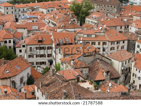 sleepy provincial town with little houses in Montenegro