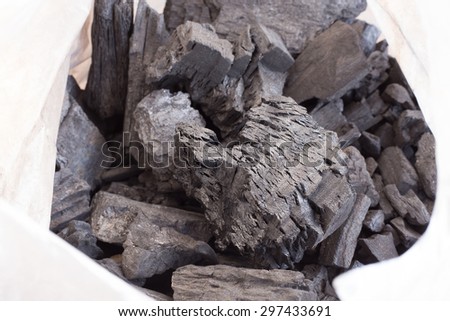 close up of charcoal in a plastic bag