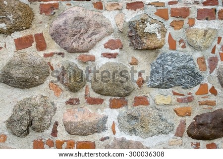 Old fortress wall texture with stones and bricks