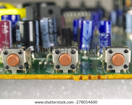 Three micro switch on circuit board macro