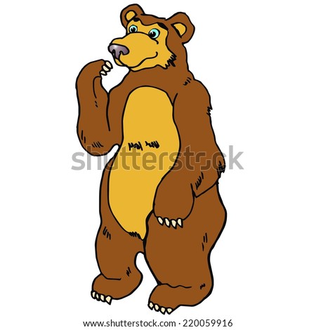 Cartoon friendly bear. Stands on its hind legs.